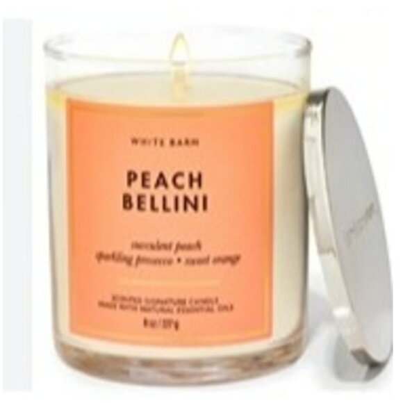 Body Works White Barn Peach Bellini Single Wick Candle NWT - Picture 1 of 1